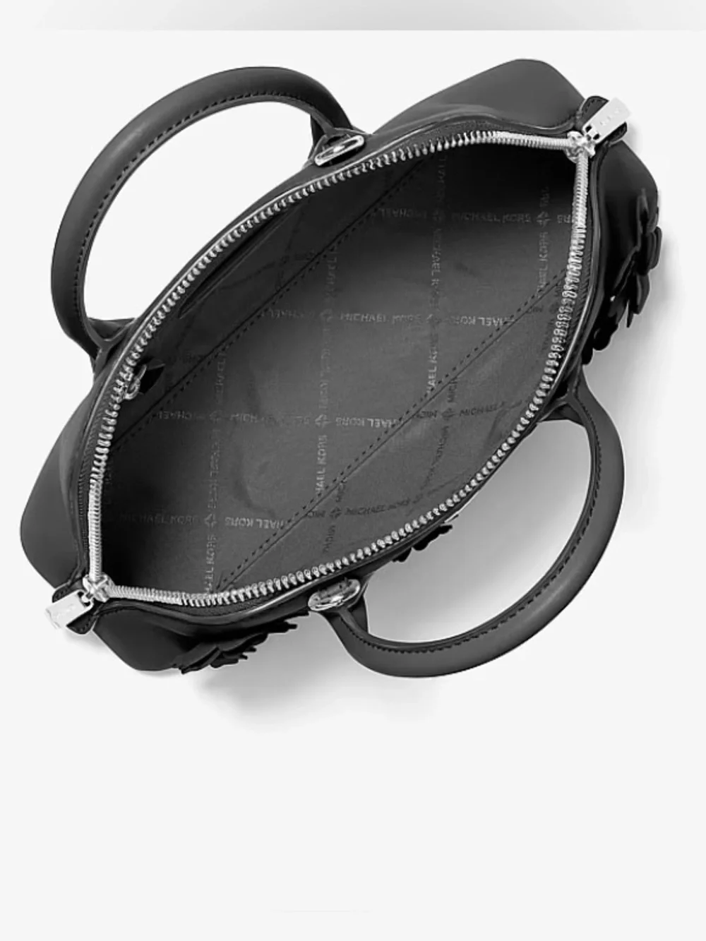 Michael Kors Petra Small Floral Embellished Crossbody Bag balck and silver